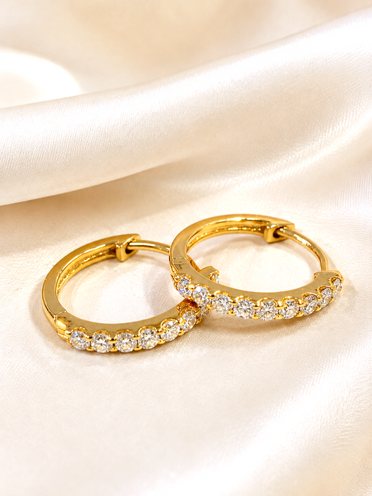 NO BRAND Hoop Diamond Earrings