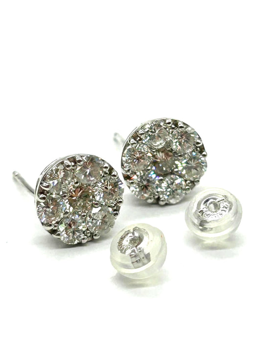 NO BRAND Round Cluster Diamond Earrings