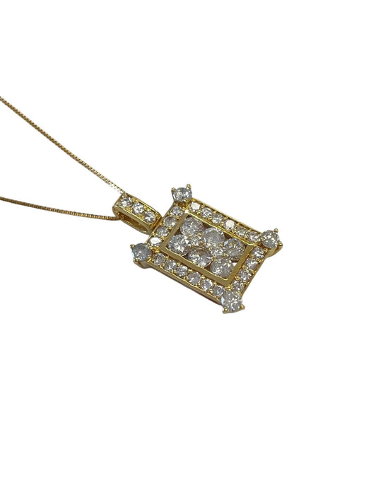 NO BRAND Square Cluster Diamond Necklace