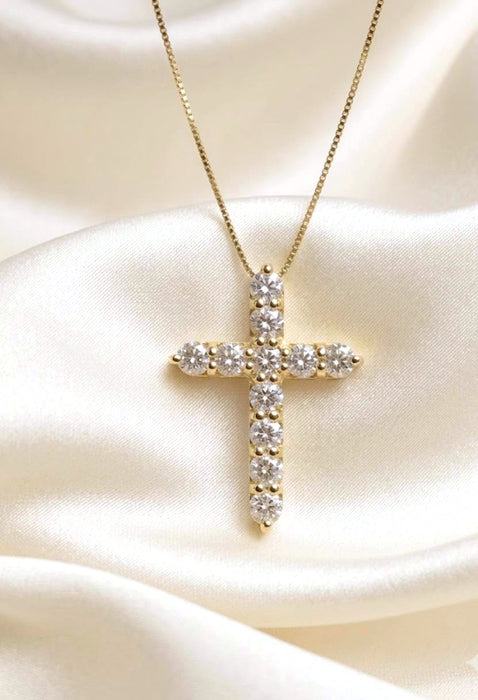 NO BRAND Cross Diamond Necklace