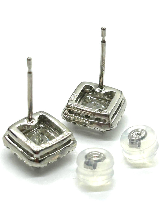 NO BRAND Square Cluster Diamond Earrings