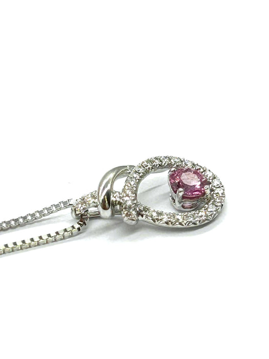 NO BRAND Pink Sapphire Diamond Necklace