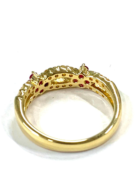 NO BRAND Ruby Clover & Diamond Ring