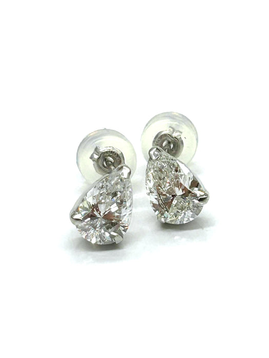NO BRAND Pear Shape Diamond Stud Earrings