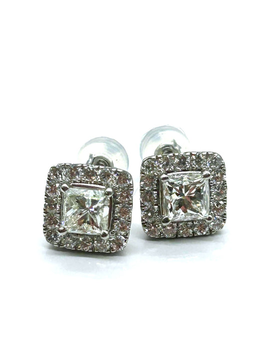 NO BRAND Square Cluster Diamond Earrings