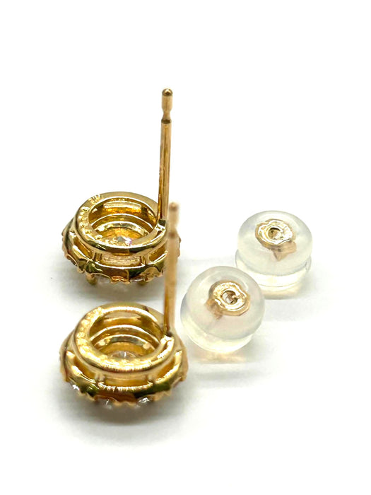 NO BRAND Round Cluster Diamond Earrings