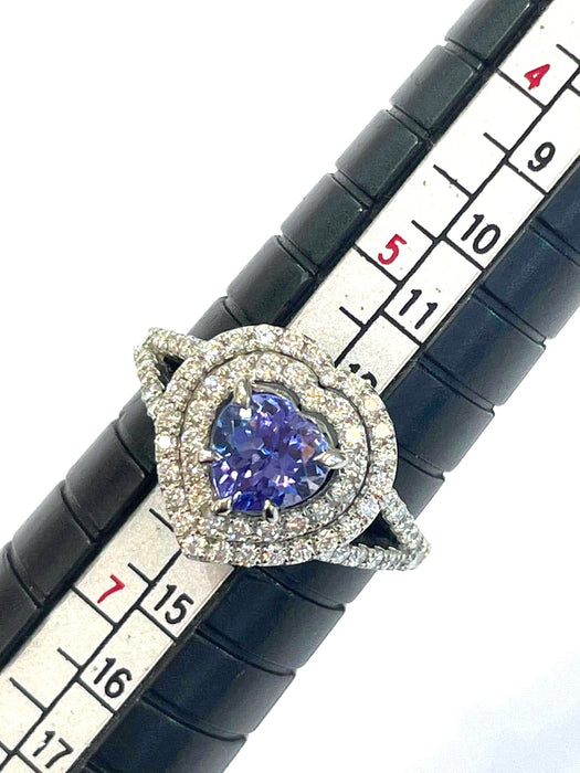 NO BRAND Tanzanite Heart Diamond Ring