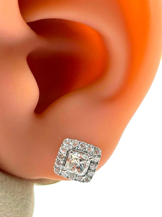NO BRAND Square Cluster Diamond Earrings