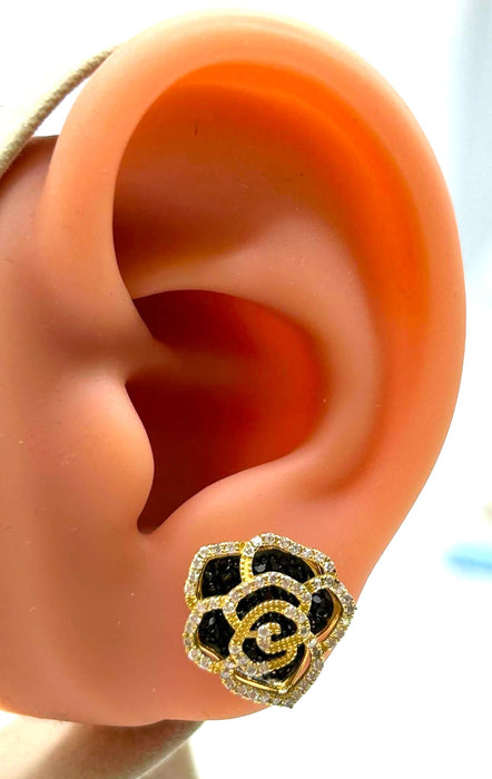 NO BRAND Camelia Black Diamond Earrings