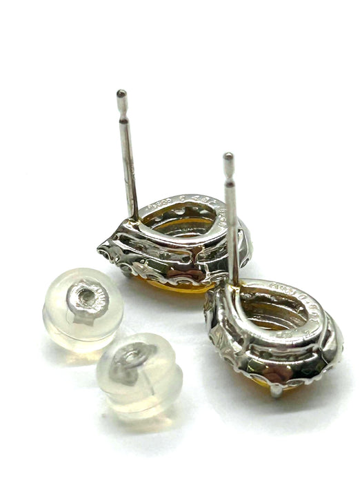 NO BRAND Pear Citrine Diamond Earrings