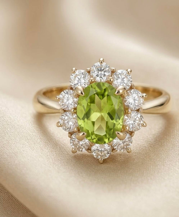 NO BRAND Peridot Diamond Ring