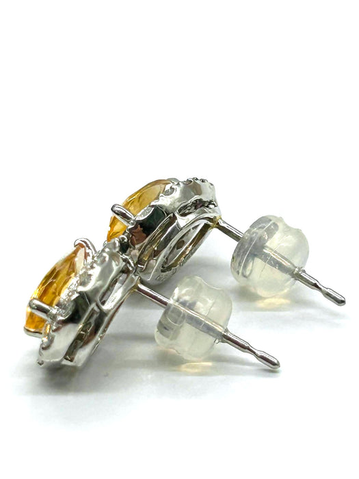 NO BRAND Pear Citrine Diamond Earrings