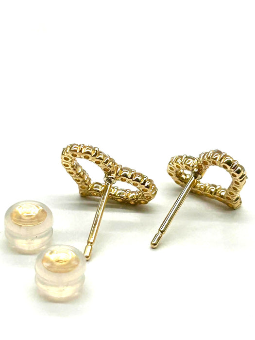 NO BRAND Open Heart Diamond Stud Earrings