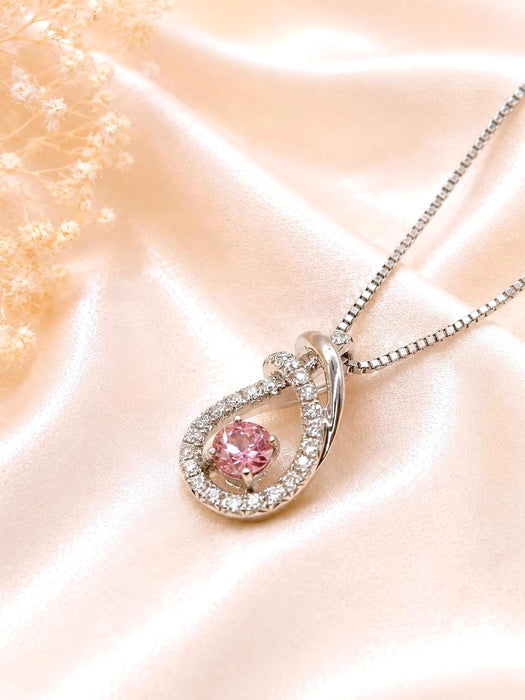 NO BRAND Pink Sapphire Diamond Necklace