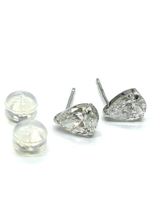 NO BRAND Pear Shape Diamond Stud Earrings