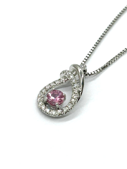 NO BRAND Pink Sapphire Diamond Necklace