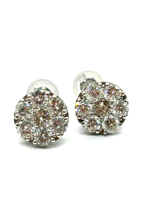 NO BRAND Round Cluster Diamond Earrings