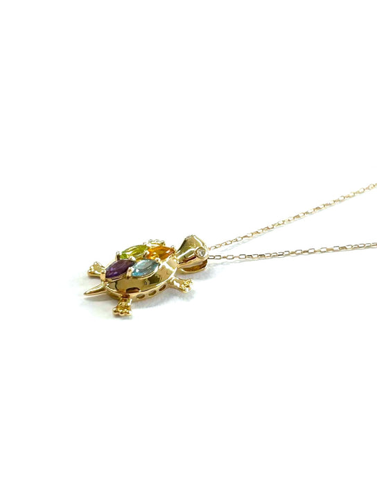 NO BRAND Multicolor Turtle Diamond Necklace