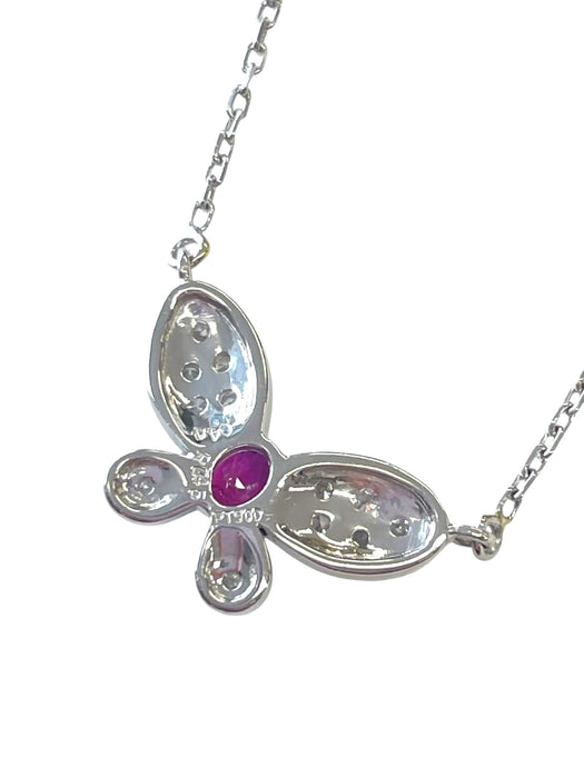 NO BRAND Ruby Butterfly Diamond Necklace