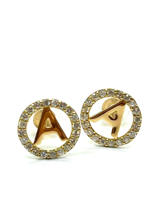 NO BRAND A Initial Diamond Earrings