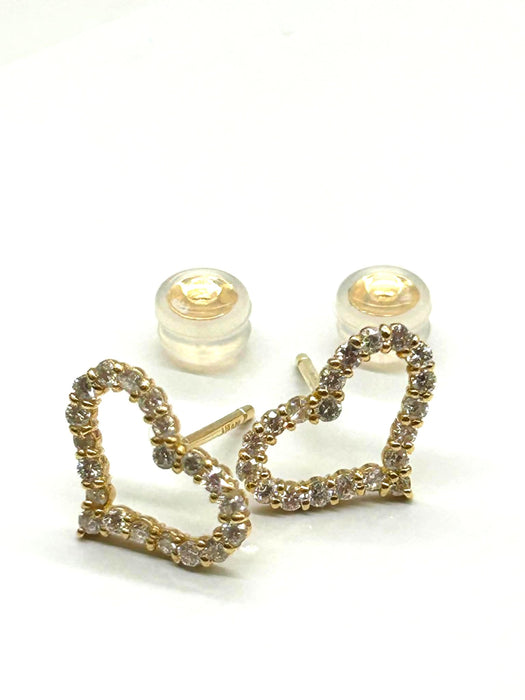 NO BRAND Open Heart Diamond Stud Earrings