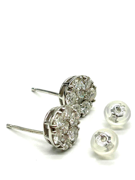 NO BRAND Round Cluster Diamond Earrings