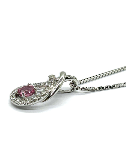 NO BRAND Pink Sapphire Diamond Necklace