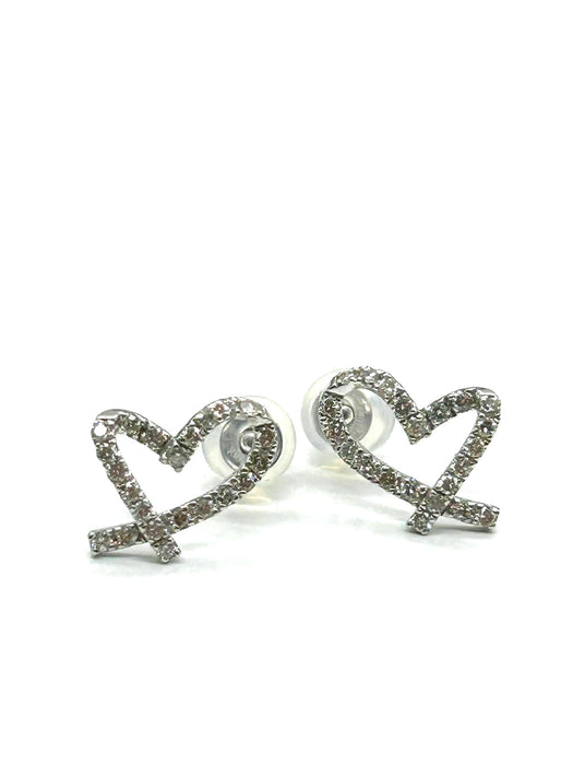 NO BRAND Heart Diamond Earrings