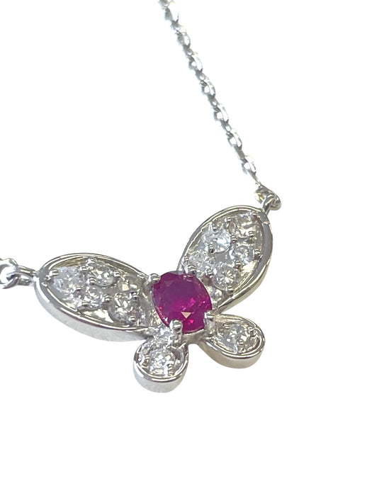 NO BRAND Ruby Butterfly Diamond Necklace