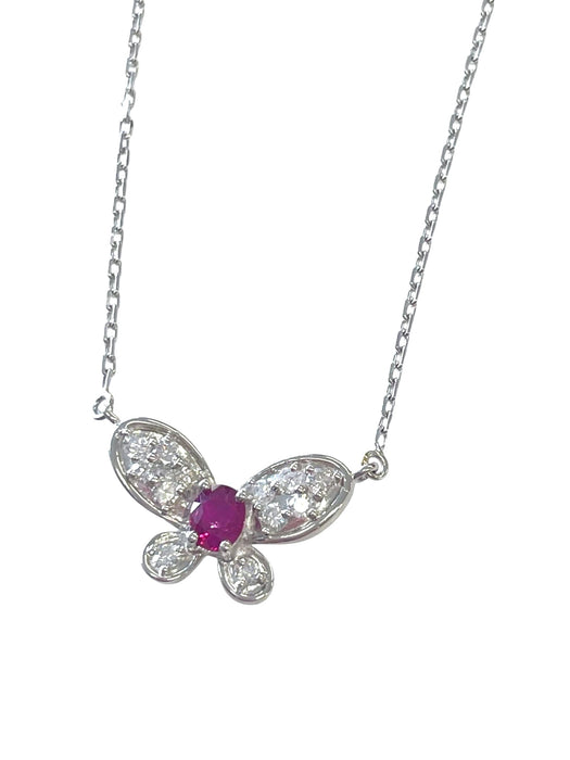 NO BRAND Ruby Butterfly Diamond Necklace