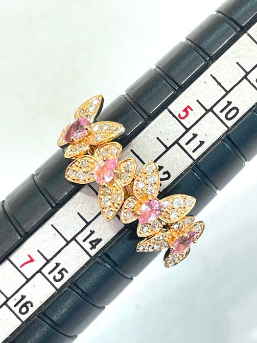 NO BRAND Pink Sapphire Butterfly Diamond Ring