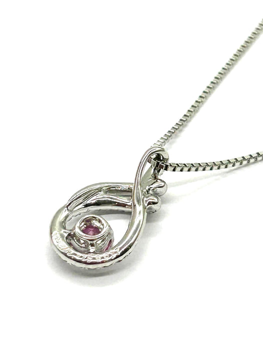 NO BRAND Pink Sapphire Diamond Necklace