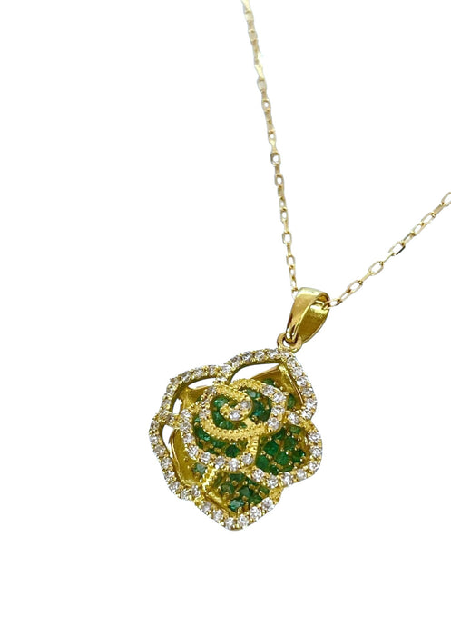 NO BRAND Camelia Emerald & Diamond Necklace