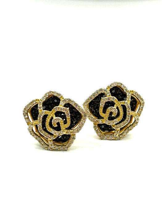 NO BRAND Camelia Black Diamond Earrings