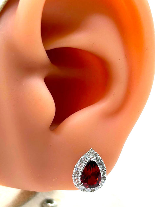 NO BRAND Pear Garnet Diamond Earrings