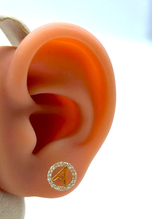NO BRAND A Initial Diamond Earrings
