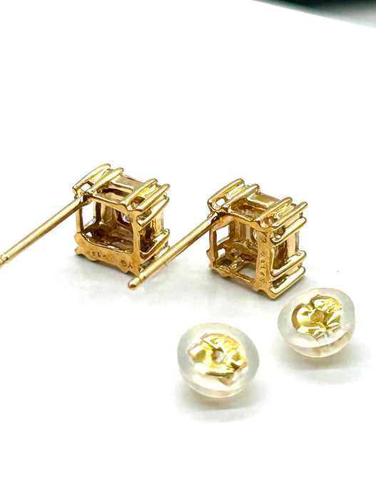 NO BRAND Square Baguette Diamond Earrings