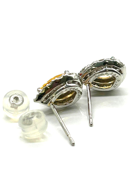 NO BRAND Pear Citrine Diamond Earrings