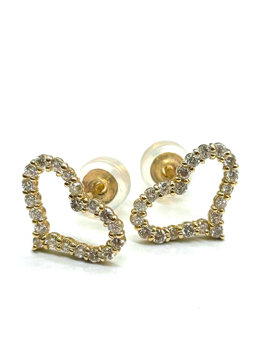 NO BRAND Open Heart Diamond Stud Earrings