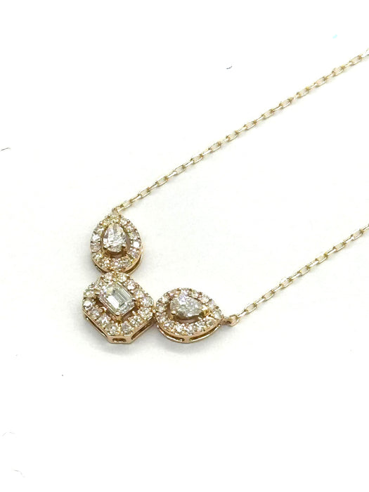 NO BRAND 3P Shape Diamond Necklace