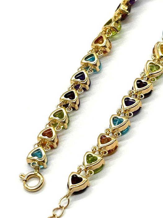 NO BRAND Heart Multicolor Stone Bracelet