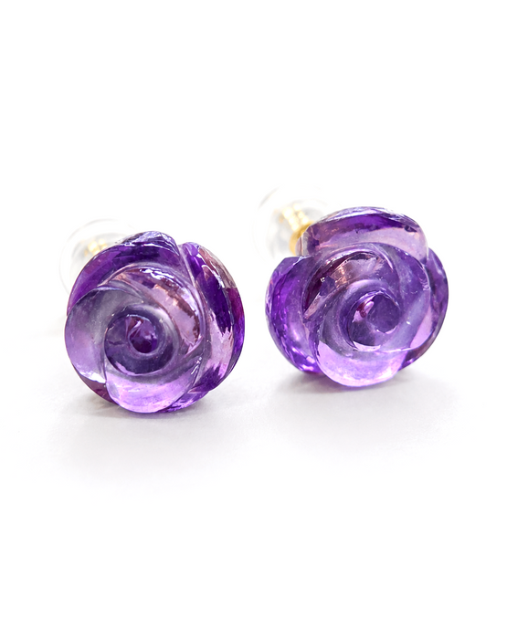 NO BRAND Rose Amethyst Stud Earrings