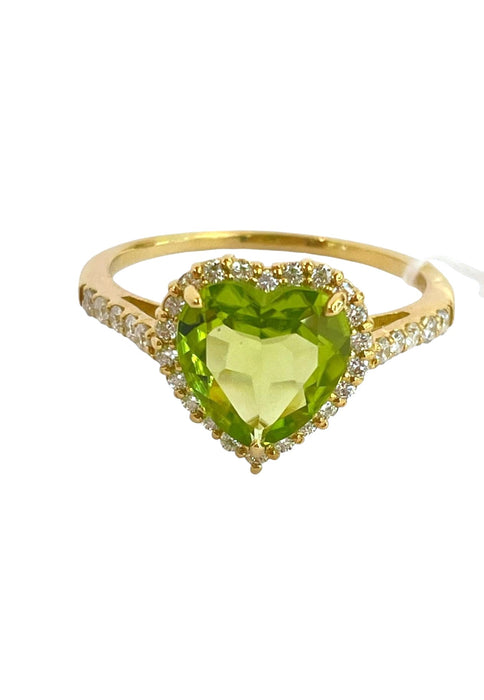 NO BRAND Peridot Heart Diamond Ring