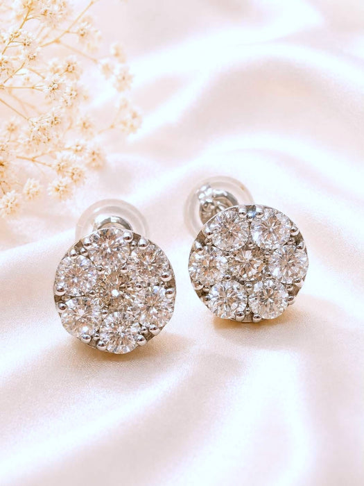 NO BRAND Round Cluster Diamond Earrings