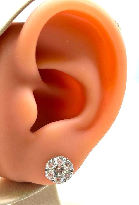 NO BRAND Round Cluster Diamond Earrings