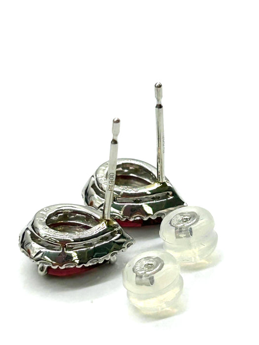 NO BRAND Pear Garnet Diamond Earrings