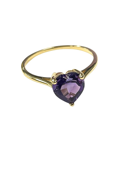 NO BRAND Amethyst Heart Ring