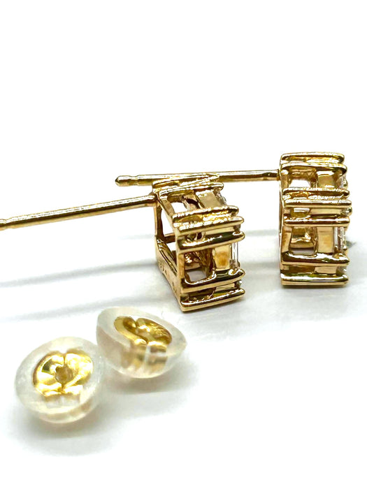 NO BRAND Square Baguette Diamond Earrings