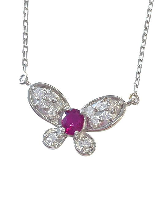 NO BRAND Ruby Butterfly Diamond Necklace