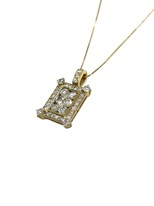 NO BRAND Square Cluster Diamond Necklace